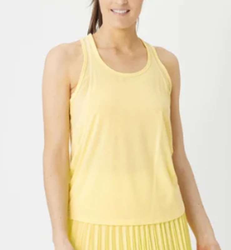 Eleven By Venus Williams Kudos Tank Lemon Yellow Sheer Mesh Panels Small Nwt